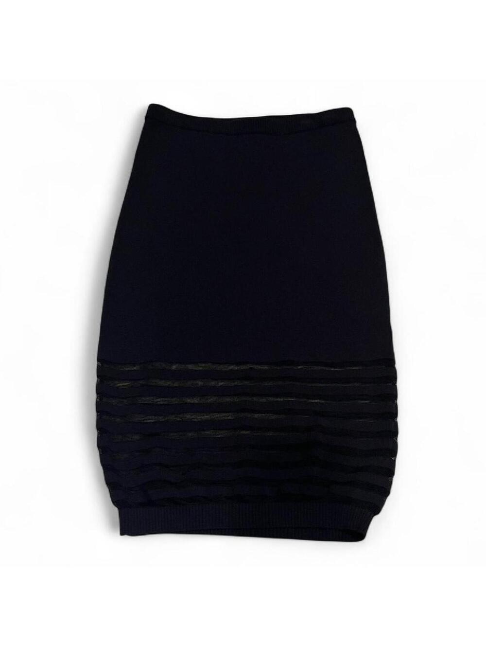2B bebe Y2K Black Mesh Stripe Midi Skirt Size Small